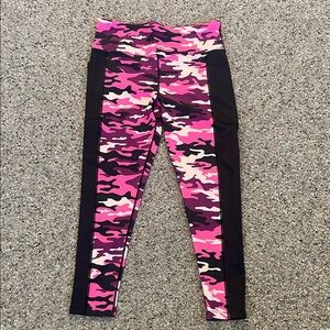Kids Camouflage Leggings - Pink and Black